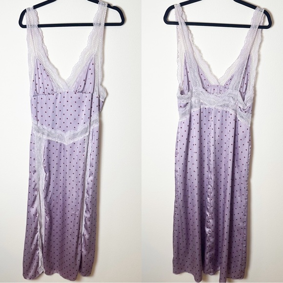 Free People Bad For You Slip Dress Petal Combo Purple Lace Dot Extra Large - Picture 2 of 10